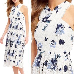 Tahari Floral Lace Halter Midi Dress 10